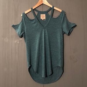 Chaser Cold Shoulder V-neck Tee